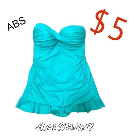 $5 ADD ON ITEM ABS- ALLEN SCHWARTZ TEAL 1 piece Strapless suit - Picture 1 of 12